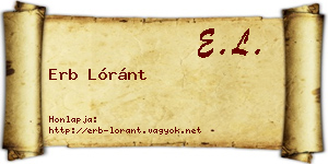Erb Lóránt névjegykártya